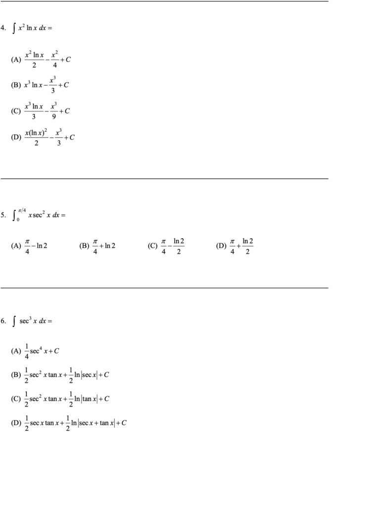 Integration by Parts in Techniques of Integration